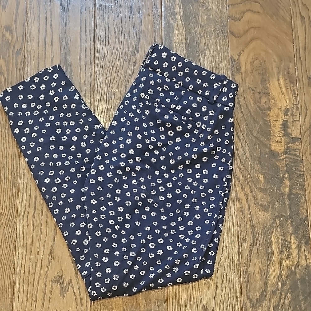 J. Crew Navy Floral Cropped Pants